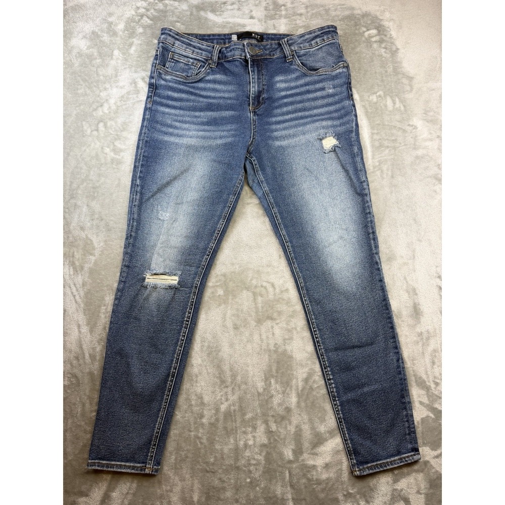 Kut From The Kloth Jeans Womens 14 Donna Ankle Skinny Blue High Rise Raw Stretch